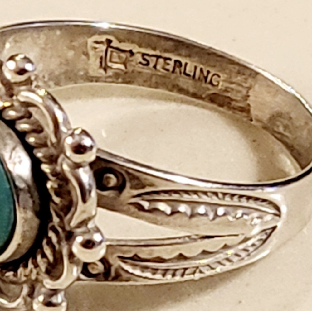 Solid Sterling Silver Bell Trading Post Turquoise… - image 5